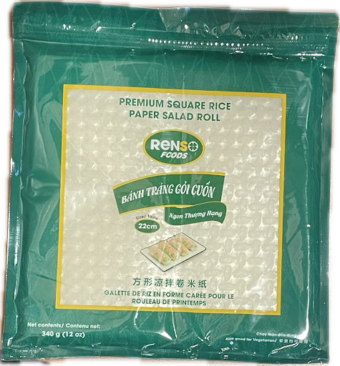 Renso Premium Square Rice Paper – 22cm (Salad)